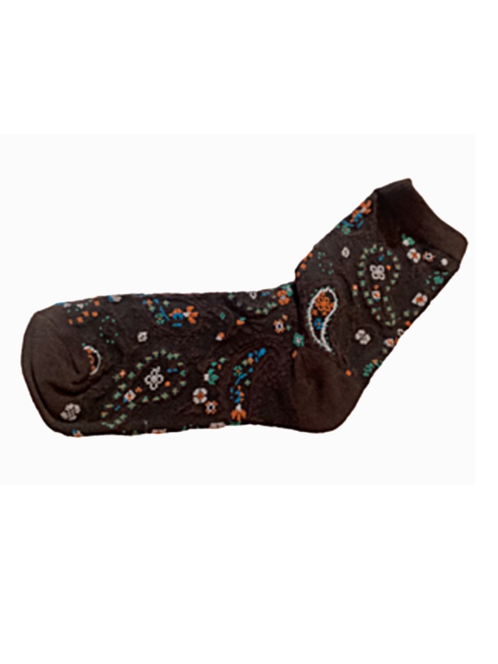 Brown & Gold Paisley Floral Crew Socks for Women